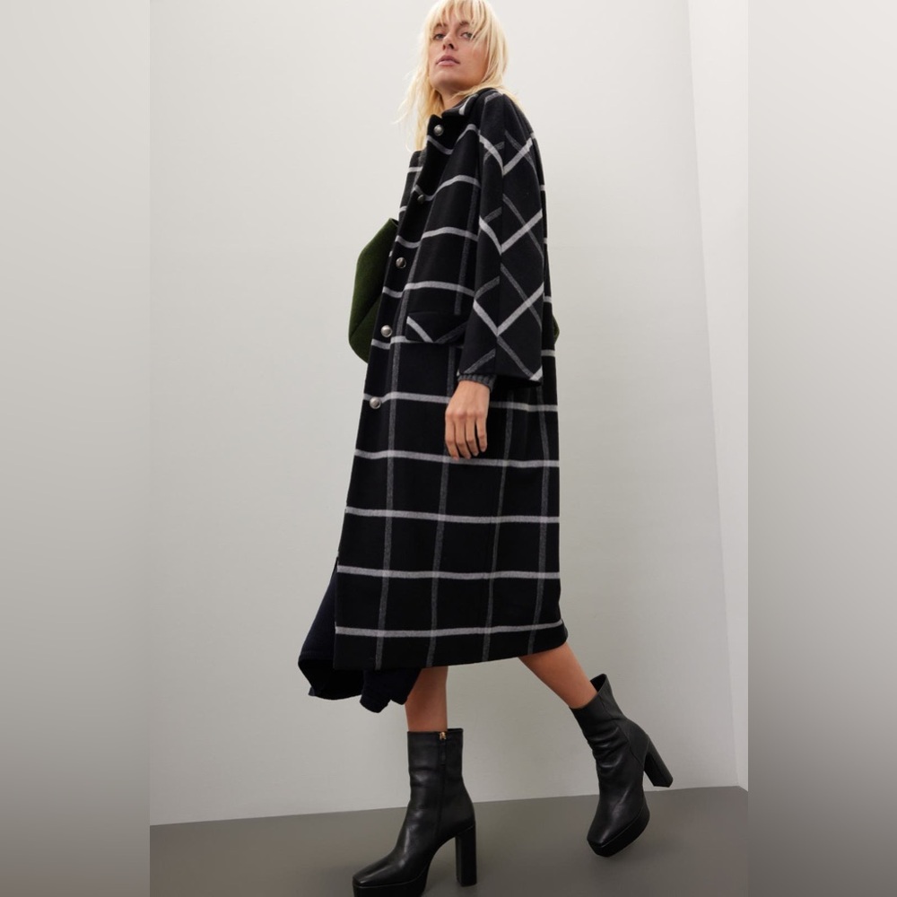 Rosetta Getty long plaid coat wool blend